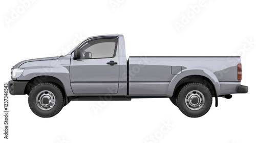 Silver pickup truck isolated on transparent background