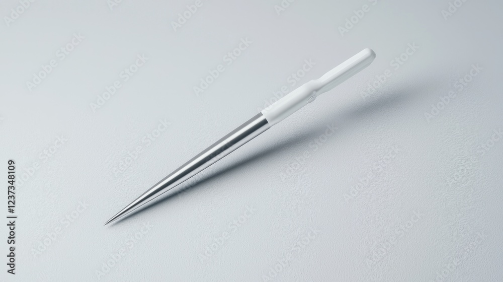 Sleek silver pen on white background, minimalist design Sleek silver pen on white background, minimalist design