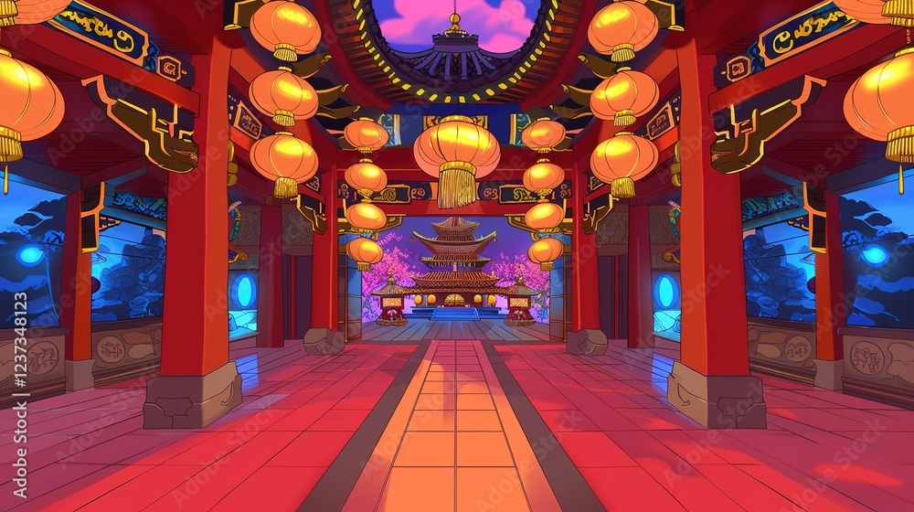Obraz premium Digital_artwork_Art_prints_chinese_temple_fantasy_