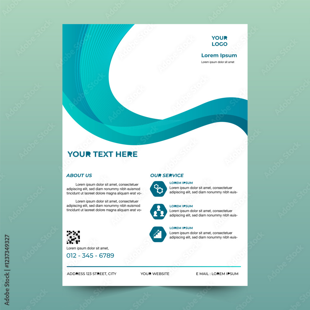 Flyer brochure template design. Modern abstract flyer in green color gradient, cover, A4 size Flyer brochure template design. Modern abstract flyer in green color gradient, cover, A4 size