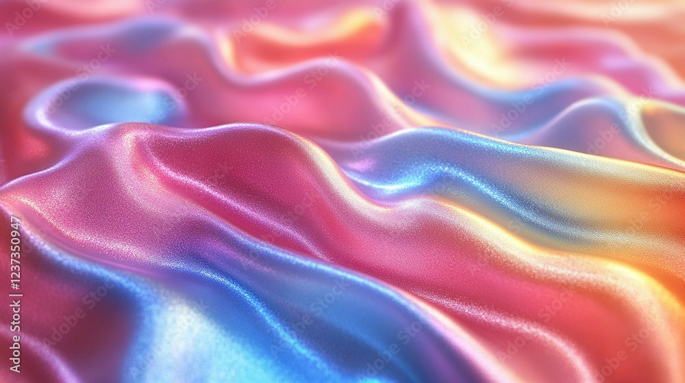 Fototapeta premium Abstract iridescent fabric waves flow smoothly