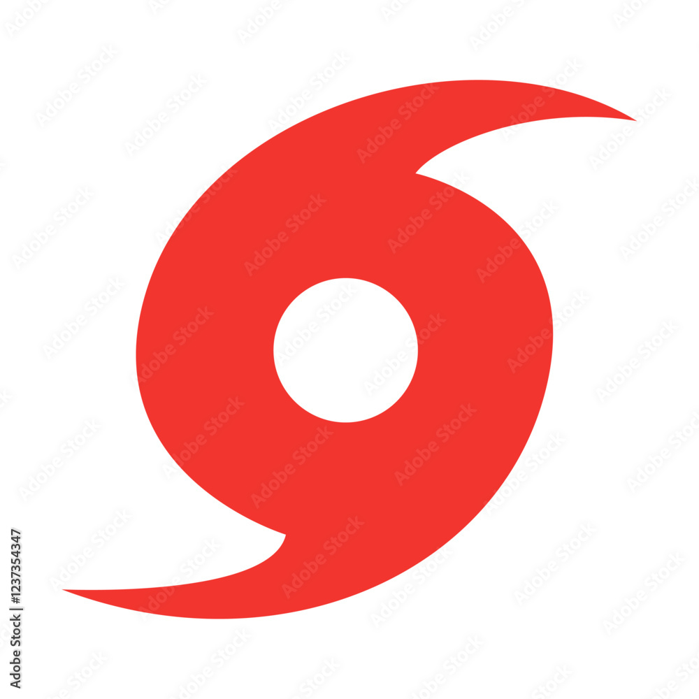 Flat style vector illustration of a red hurricane icon Flat style vector illustration of a red hurricane icon