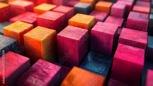 Colorful wooden blocks geometric pattern background. photo