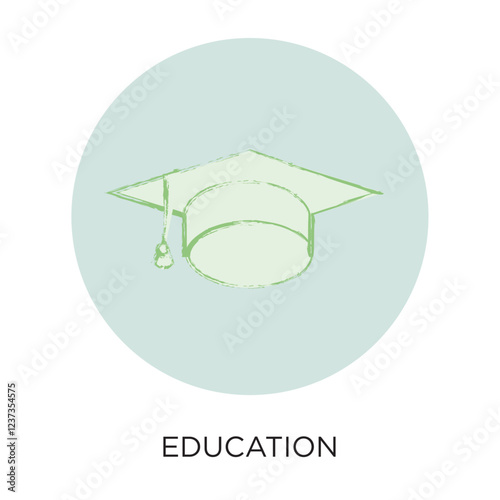 Vector flat style illustration or icon of a graduation cap for education concept