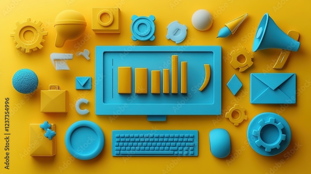 Abstract Digital Marketing Strategy Illustration Abstract Digital Marketing Strategy Illustration