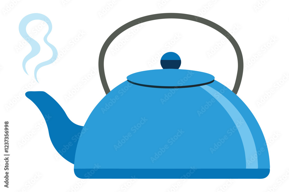 Tea kettle with steam vector art illustration Tea kettle with steam vector art illustration