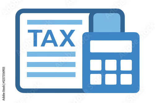 Tax document with calculator vector art illustration