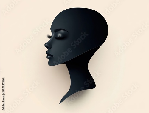 Creative depiction of a girl's silhouette exuding elegance and strength. This minimalist artwork symbolizes femininity and women's empowerment in a unique style photo