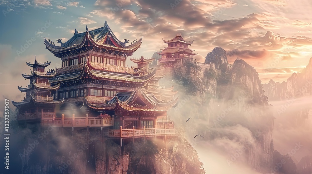custom made wallpaper toronto digital_Pagoda_Freepik_chinese_temple_fantasy_background
