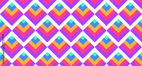 Vector design of a repeating geometric pattern in vibrant colors