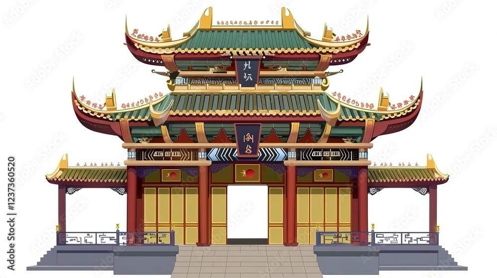 Fototapeta premium Digital_painting_freepik_ancient_chinese_architecture
