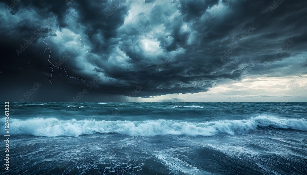 Fototapeta premium Dramatic Storm Clouds over a Turbulent Ocean