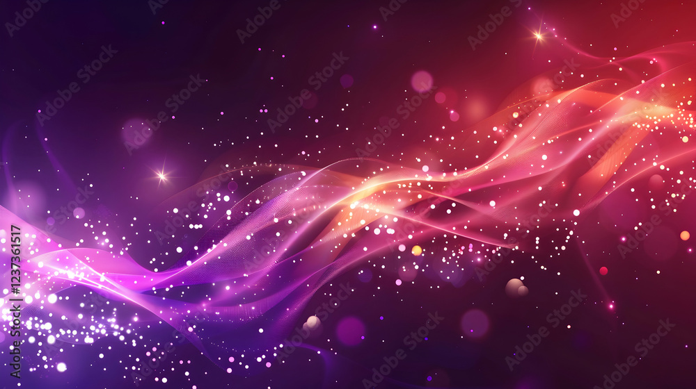 Fototapeta premium A vibrant abstract background featuring flowing waves and sparkling particles.