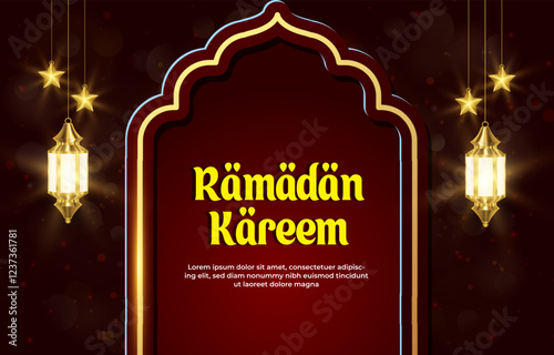 ramadan kareem template banner with beautiful islamic ornament with red background design 11