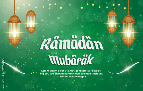 ramadan mubarak template banner with beautiful islamic ornament with green background design 11