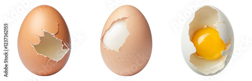 Broken Egg Shells on White  Isolated on transparent background