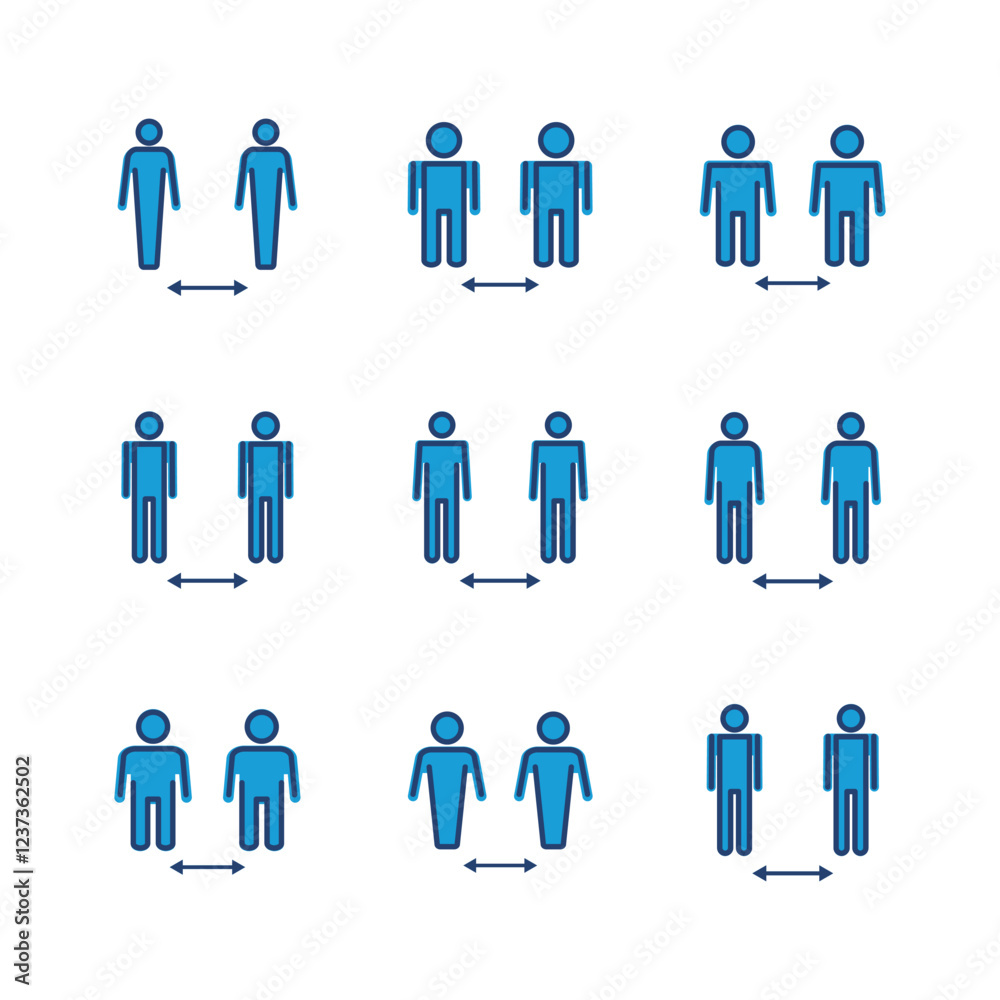 Social distance icon set. social distancing icon. self quarantine sign Social distance icon set. social distancing icon. self quarantine sign