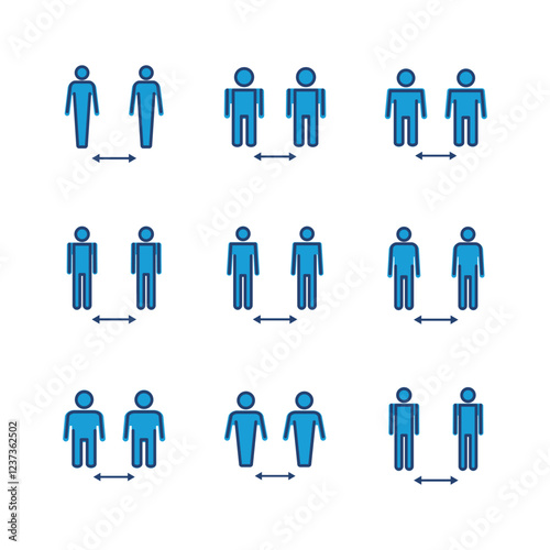 Social distance icon set. social distancing icon. self quarantine sign