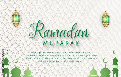 ramadan mubarak template banner with beautiful islamic ornament with white background design 9