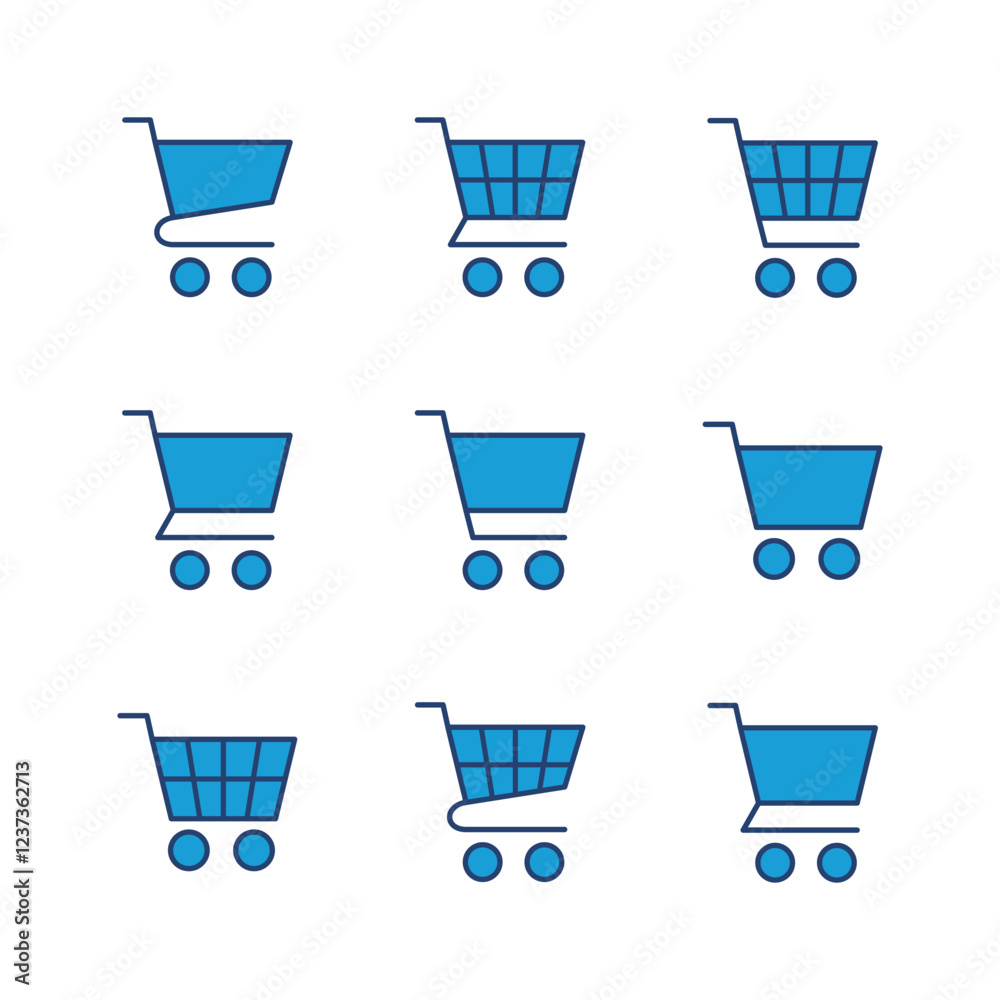 Shopping icon set. Shopping cart icon. Trolley icon vector Shopping icon set. Shopping cart icon. Trolley icon vector