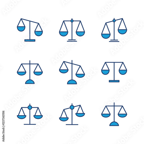 Scales icon set . Law scale icon. Justice sign