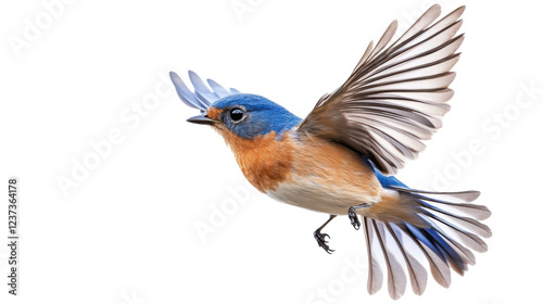 Eastern bluebird flying with transparent background photo