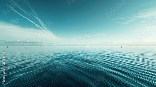 Buoys in the sea, the border of beach for swimming. AI generated illustration photo