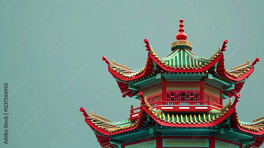 Naklejka premium Pagoda_Oriental_chinese_temple_fantasy_background
