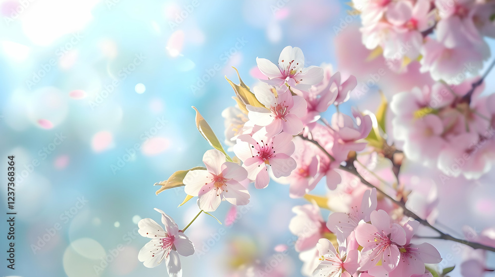 A serene image of blooming cherry blossoms against a soft, blurred background. A serene image of blooming cherry blossoms against a soft, blurred background.
