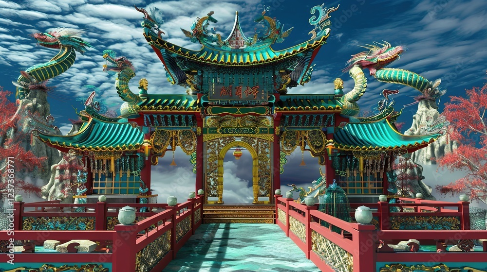 Obraz premium Wall_art_Art_prints_chinese_temple_fantasy_background