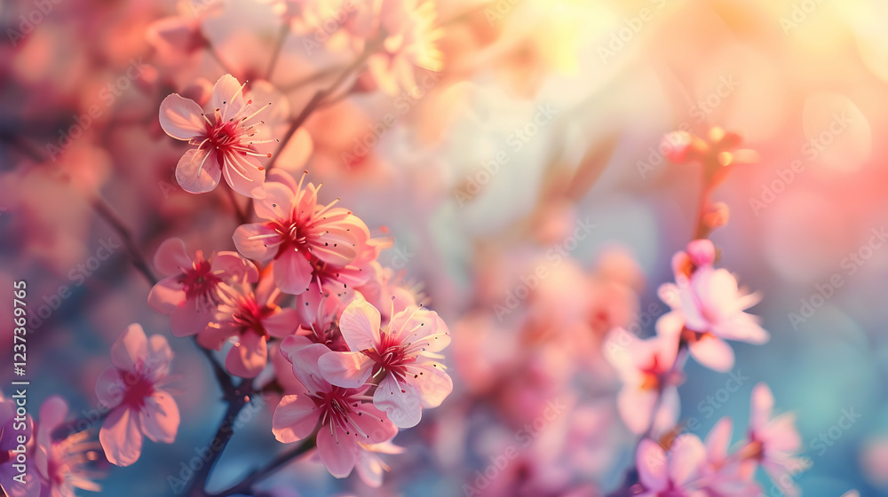 A close-up of delicate pink cherry blossoms in soft light, evoking a serene atmosphere. A close-up of delicate pink cherry blossoms in soft light, evoking a serene atmosphere.