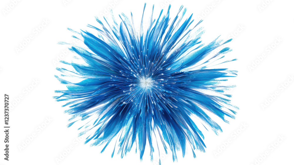 Fototapeta premium Blue spiky ball exploding on transparent background