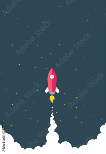 Illustration of a rocket going into space