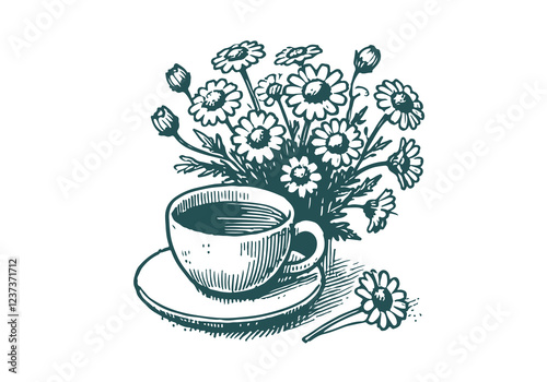 Chamomile Plant hand drawn sketch vector illustration isolated