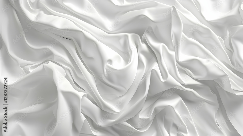 Fototapeta premium A close-up of flowing white fabric, showcasing smooth textures and elegant folds.