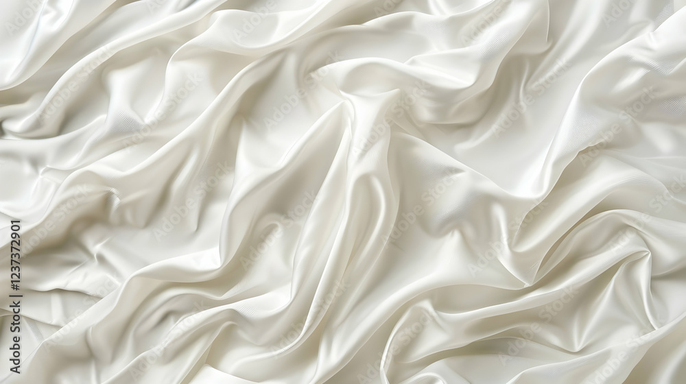 A close-up of luxurious white satin fabric with soft folds and a smooth texture. A close-up of luxurious white satin fabric with soft folds and a smooth texture.