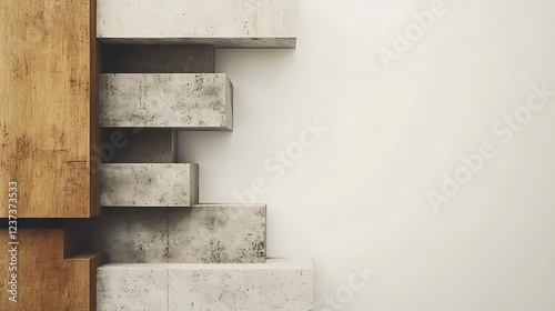 Abstract Concrete And Wood Block Structure Design