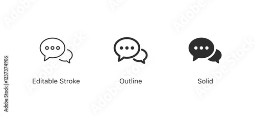 Chat icons. chatting speech bubble symbol icon set . comment icon button . message talk bubble, communication, Conversation, icons | editable stroke, outline, solid