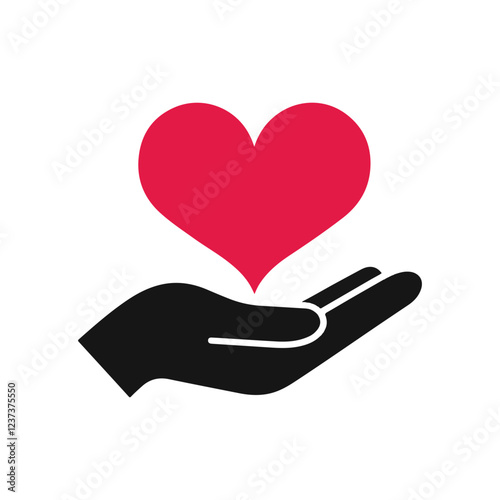 Heart Shilouette with Hand Shape Love and Care Simbol