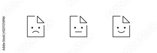 file document icon with happy, sad, neutral emotions | file icon with folded corner | editable stroke