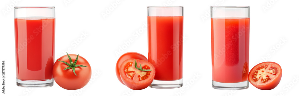 Fresh Tomato Juice in Clear Glasses Isolated on transparent background Fresh Tomato Juice in Clear Glasses Isolated on transparent background