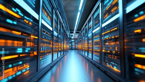 Vibrant Storage Room with Shelves of Colorful Data and Cinematic Lighting - AI generated illustration