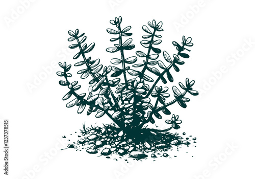 Jade Plant hand drawn sketch vector illustration isolated