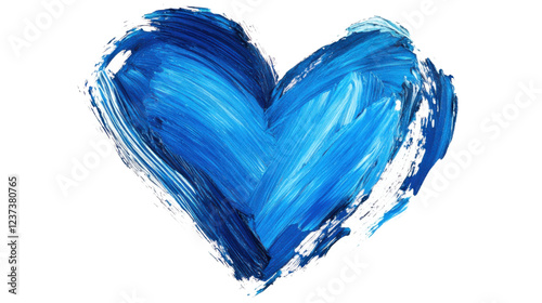 Blue painted heart shape on transparent background representing love and affection