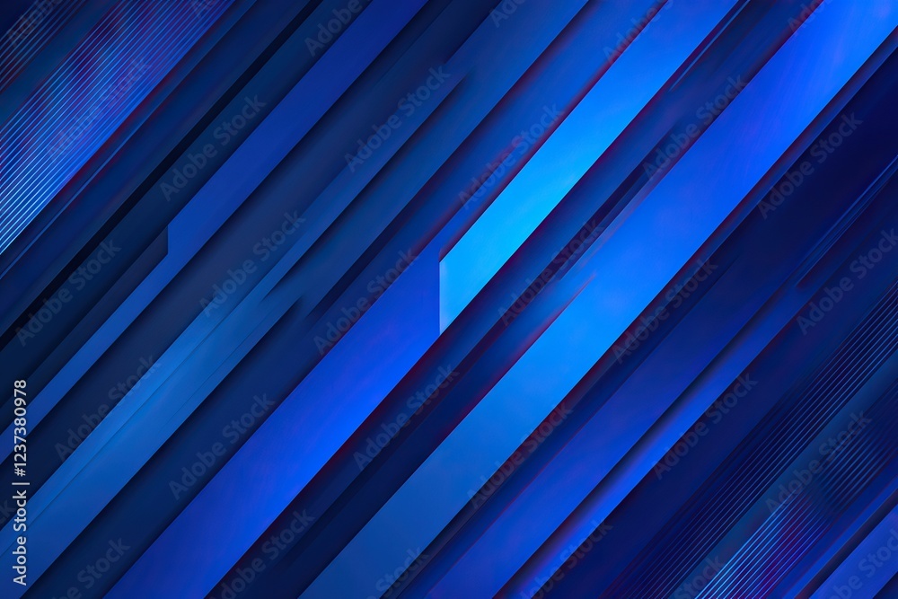 Fototapeta premium Blue Gradient Background with Diagonal Lines and Geometric Shapes. AI generated illustration