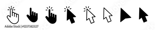 mouse cursor hand click icon, flat style, computer clicking arrow - Mouse arrow pointer icon symbol. editable stroke