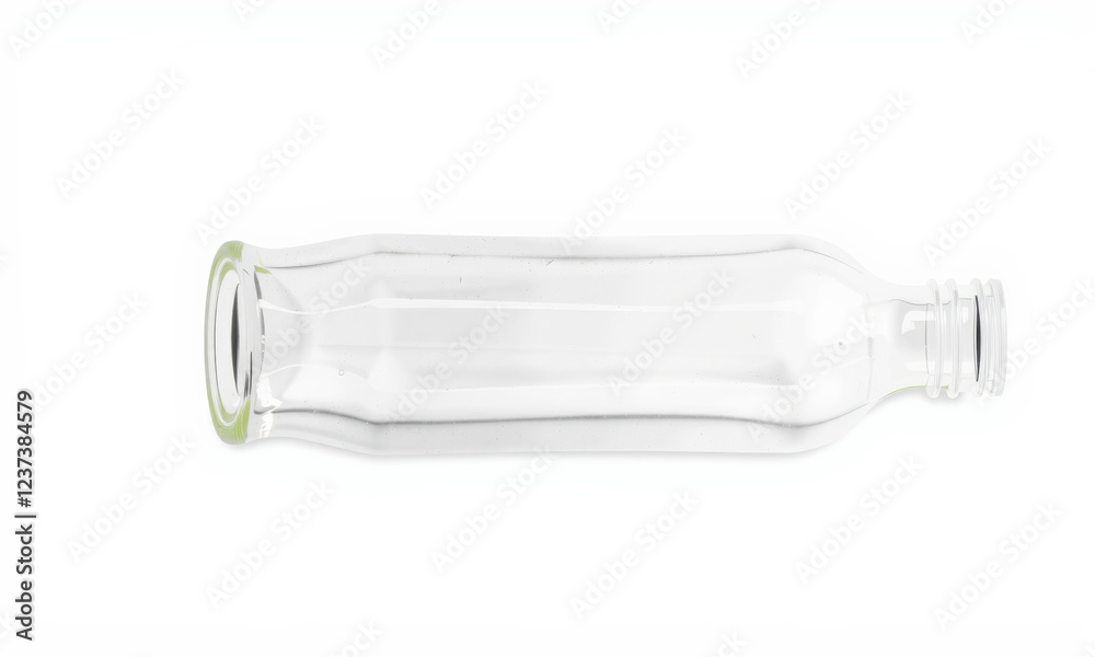 Clear glass bottle mockup on white background, ideal for product design and branding. Perfect for showcasing beverages or liquids