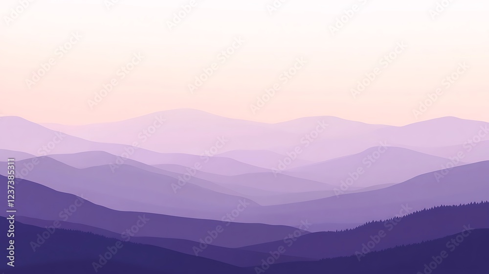 Obraz premium Serene Lavender Hues Mountain Range Landscape