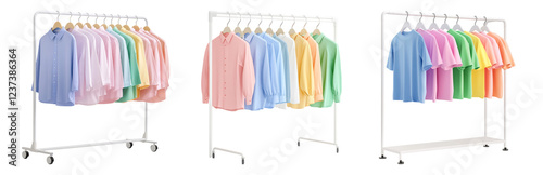 Shirts on Display in a Rack Isolated on transparent background