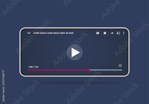 Vector design of a smartphone in horizontal position with a video playback interface